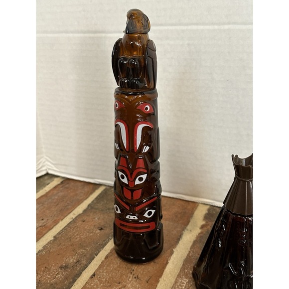 Lot Of 3 Vtg Avon Aftershave Bottles 70s Brown Glass Totem Teepee Stage Coach - Picture 3 of 8